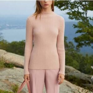 Mansur Gavriel Pink Ribbed Turtleneck Sweater